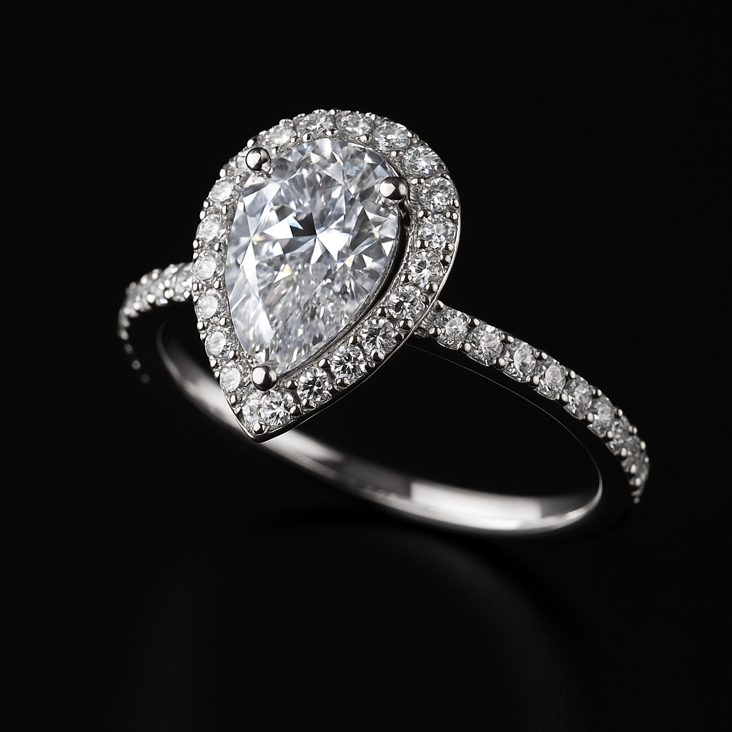 Eleganter Verlobungsring aus 14K Gold mit Zirkonia – Tropfenform