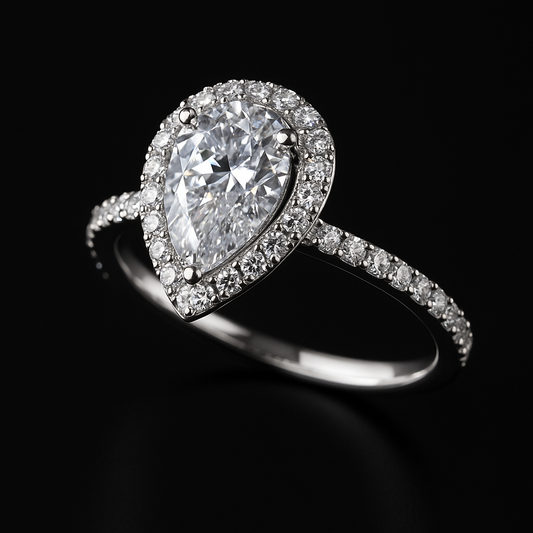 Eleganter Verlobungsring aus 14K Gold mit Zirkonia – Tropfenform