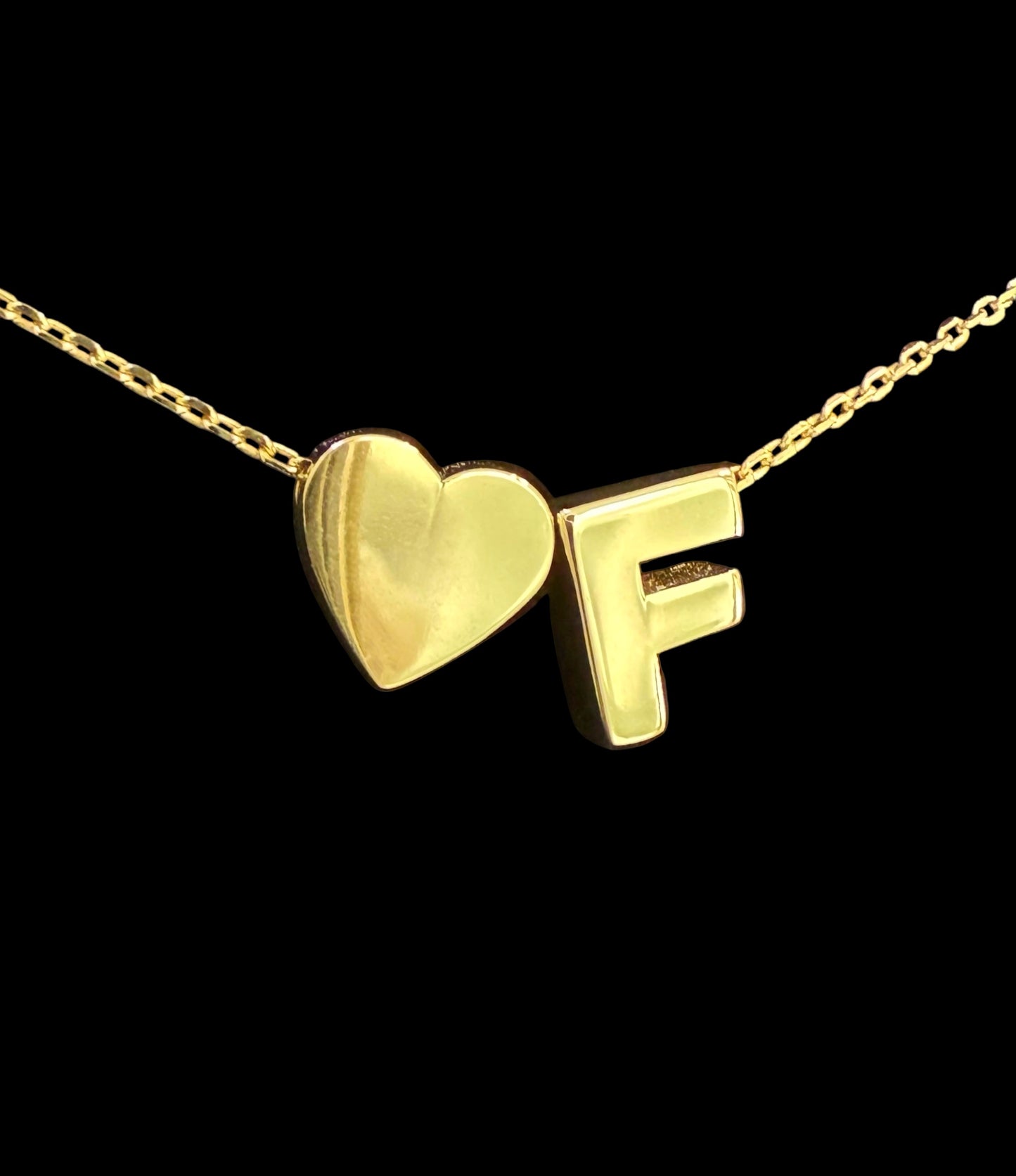 Personalisierte 14K Gold Halskette mit Buchstabe & Herz – Alle Buchstaben A–Z – Verstellbare Damen Kette 50–55cm