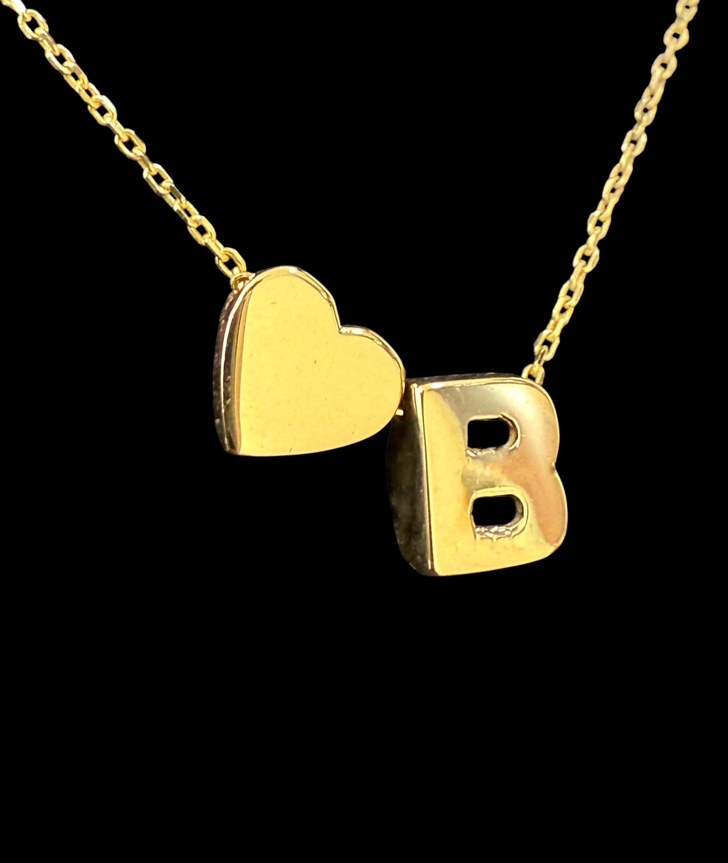 Personalisierte 14K Gold Halskette mit Buchstabe & Herz – Alle Buchstaben A–Z – Verstellbare Damen Kette 50–55cm