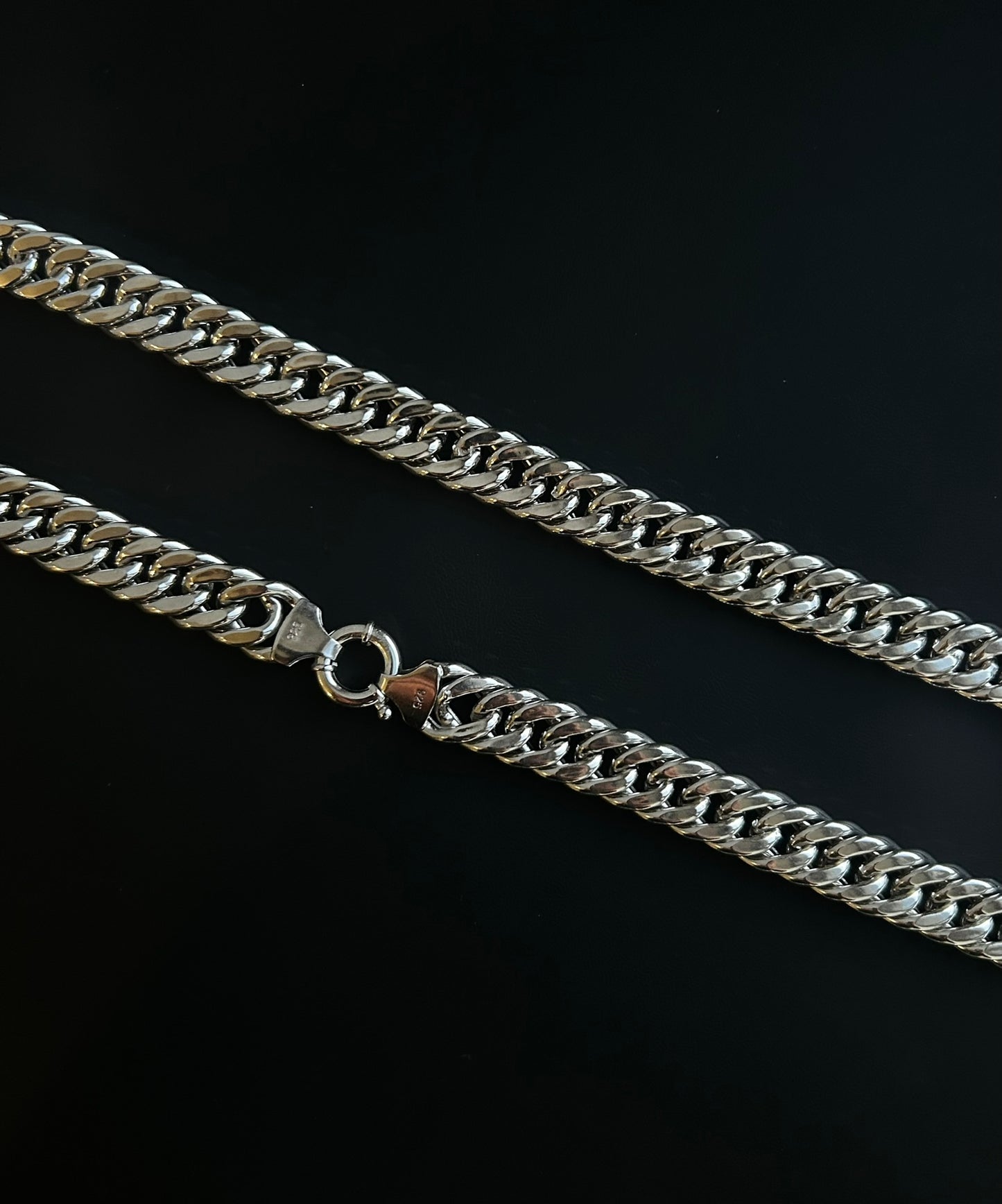 925 Silberkette - Panzerkette Silber 15mm 55cm