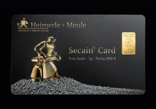 1g Feingoldbarren Heimerle + Meule Secain® Card – 999,9 Gold LBMA-zertifiziert
